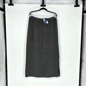 NWT Women's Heather Charcoal Gray Cashmere Long Straight Knit Skirt - XL
